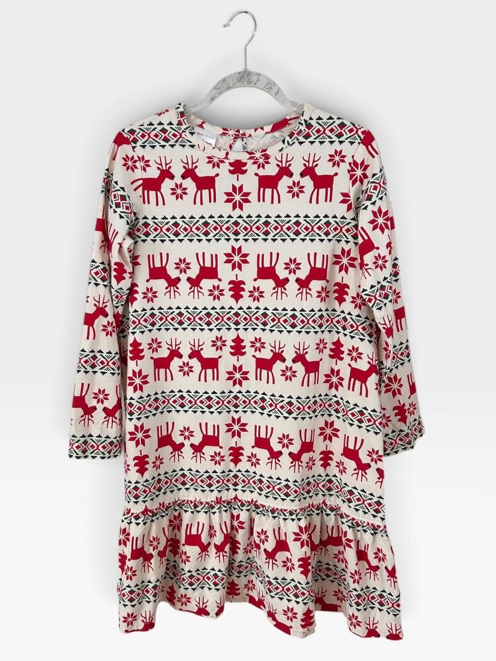 Hanna Andersson Dear Deer Holiday Flannel Nightgown, Size 14/16